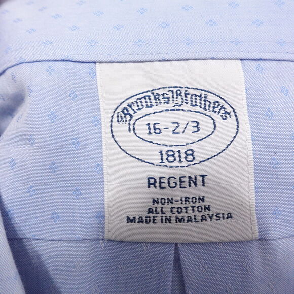 BROOKS BROTHERS REGENT NON-IRON BLUE BUTTON DOWN DRESS SHIRT 16.5 2/3 - Picture 6 of 6